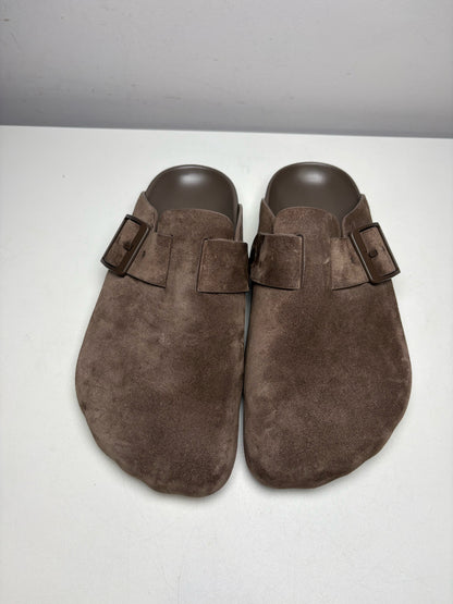 Women's Shoe Size 40 Authentic Balenciaga Sunday Mules Brown Suede Leather Pre-Owned Slip-Ons
