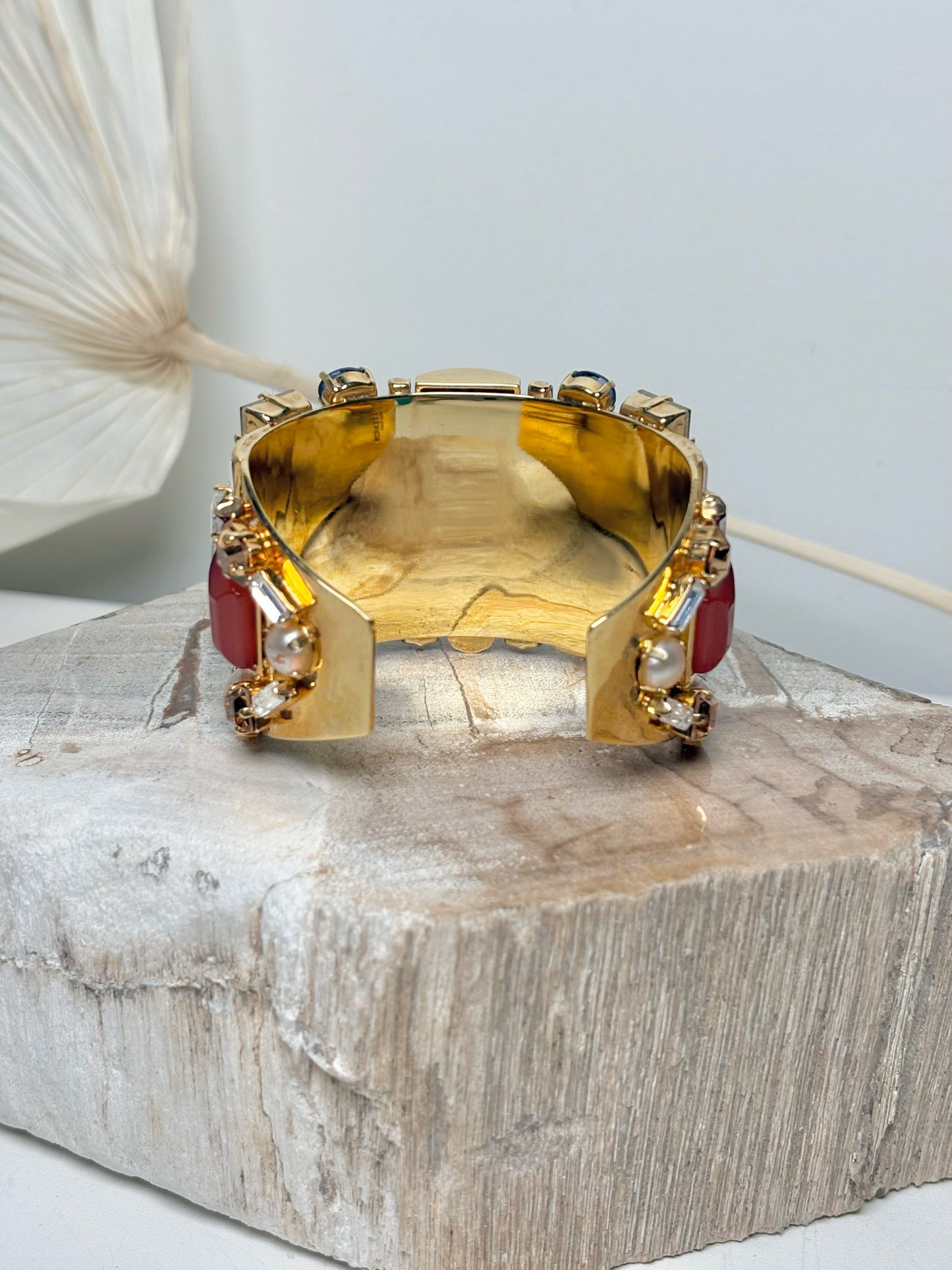 Gilden Metal Pucci Multi Jewelry Stones Cuff Bracelet