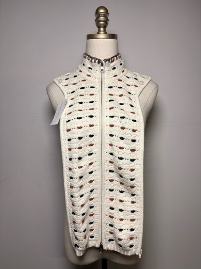 Women's One Size Veronica Beard Ivory Striped Linen Cotton Knit Pre-Owned Dickey Insert