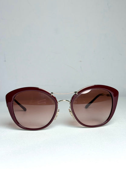 Burberry B4251-Q Cat Eye Women's Pre-owned Burgundy Acetate, Metal Sunglasses