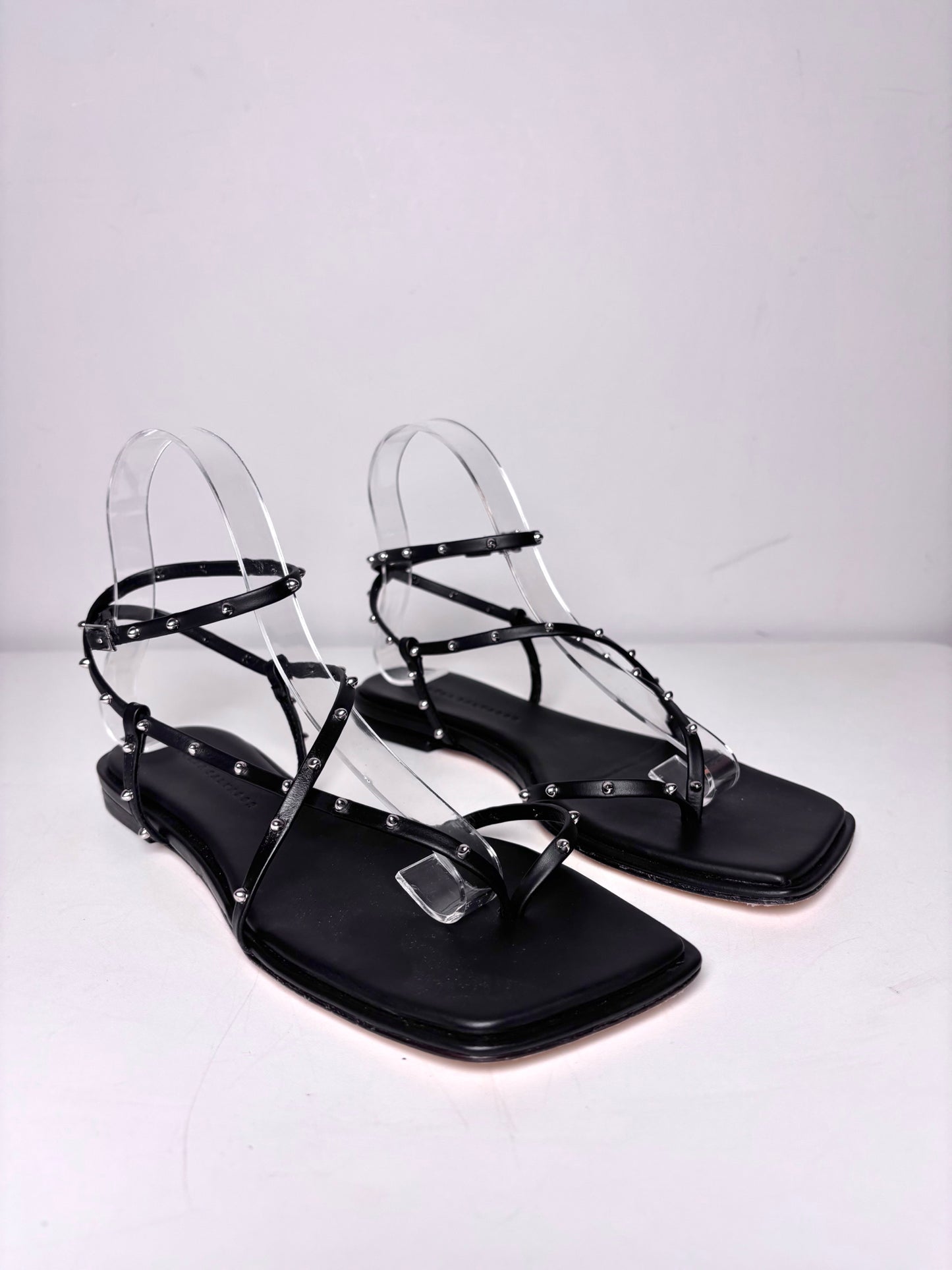 W Shoe Size 7.5 Freda Salvador Black Leather Alexia Pre-owned, NWT Sandals