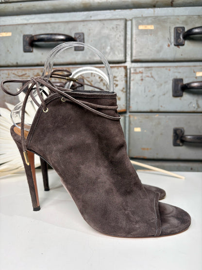 W Shoe Size 39 (8.5 US) Aquazzura Olive Green Leather Suede Heels