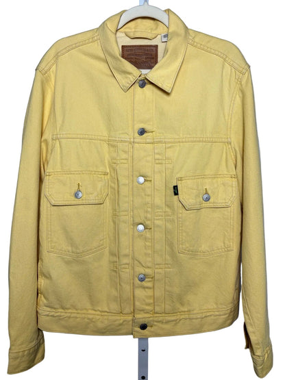 Size M Levi's Yellow Solid Women's Cotton Pre-owned Jacket
