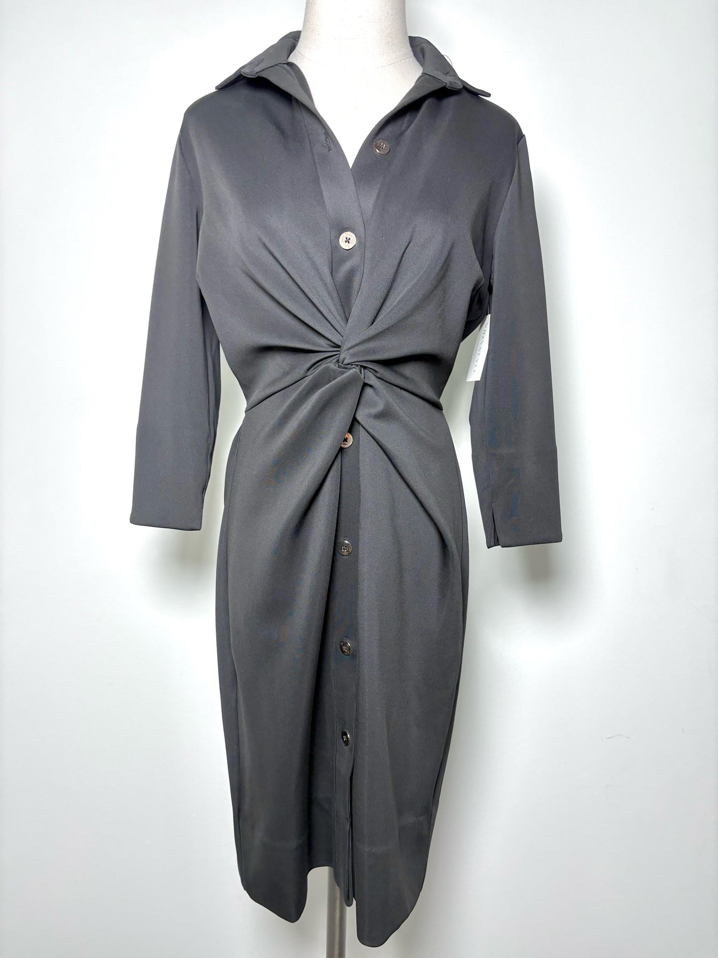 Women Size XS Gretchen Scott Black Solid Polyester, Spandex NWT Dress