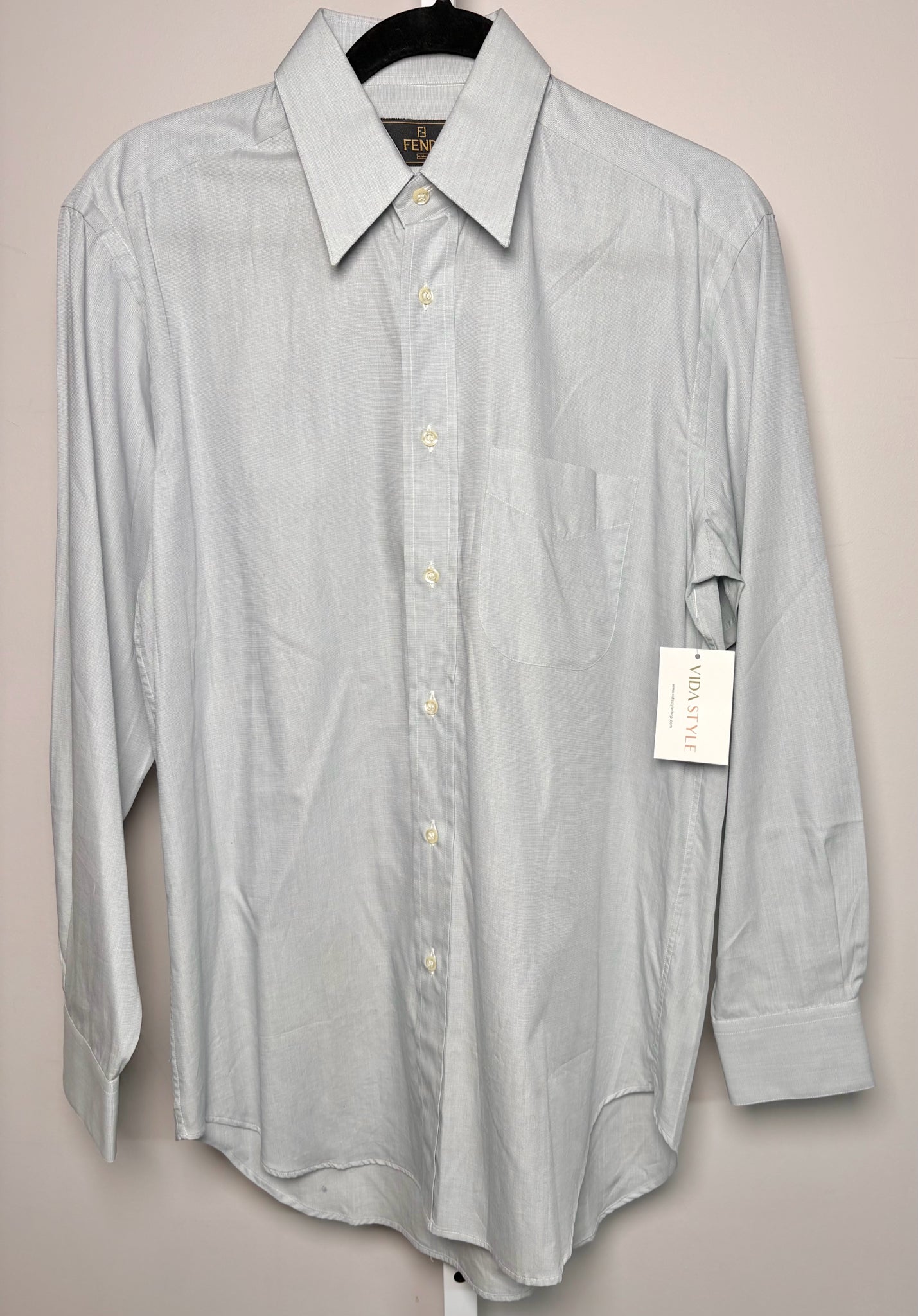 Fendi Blue Cotton Men's Shirt