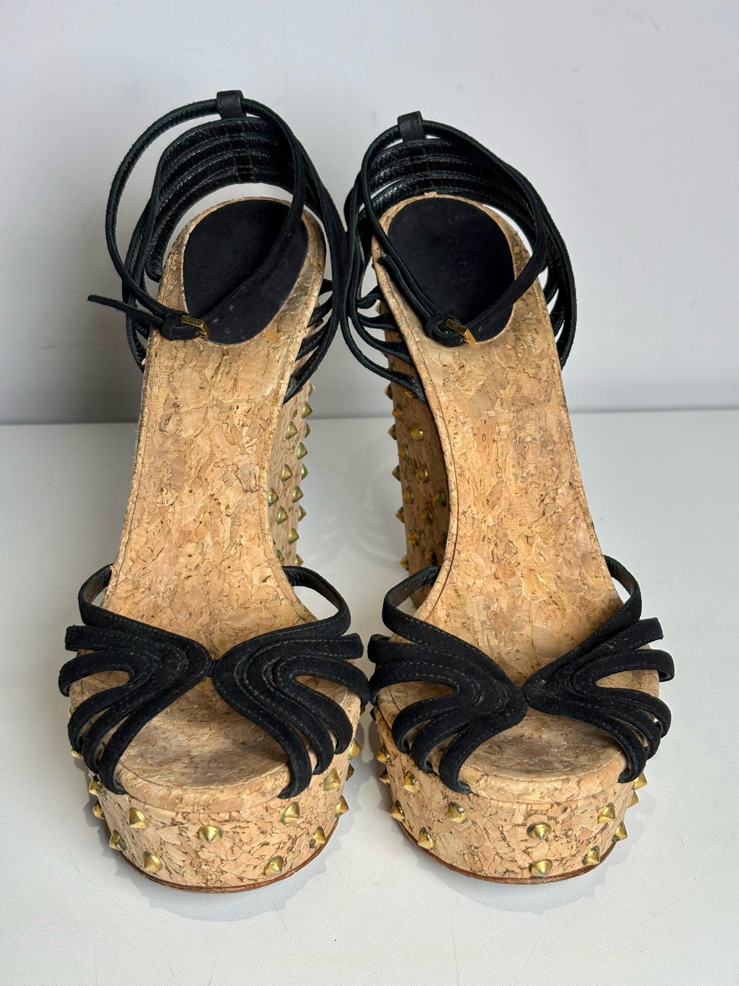 W Shoe Size 41 (11 US) Gucci Black Leather Suede Women's Pre-owned Sandals