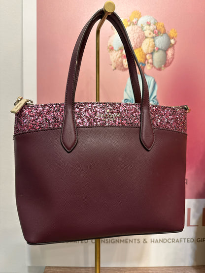 Kate Spade New York Solid w/Glitter Saffiano Leather Satchel Bag