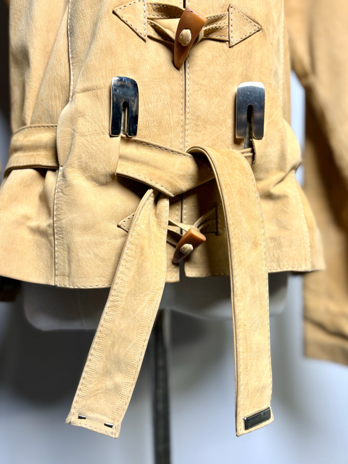 Women Size L Del Tipico Camel Suede Jacket