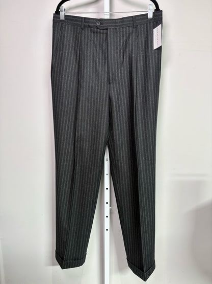 Burberry Black, Charcoal 100% Wool Striped Men's 42L Suit