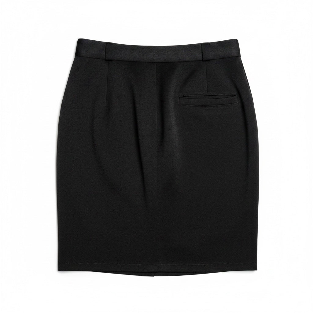 Women Size 42 Gianni Versace Black Vintage Pencil Pure Wool Skirt Pre-Owned