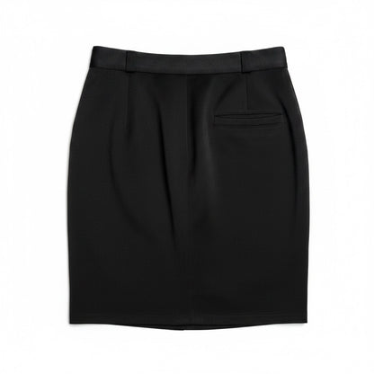 Women Size 42 Gianni Versace Black Vintage Pencil Pure Wool Skirt Pre-Owned
