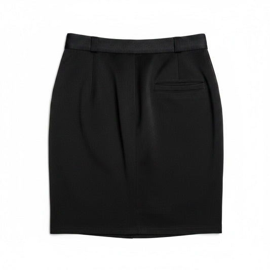 Women Size 42 Gianni Versace Black Vintage Pencil Pure Wool Skirt Pre-Owned