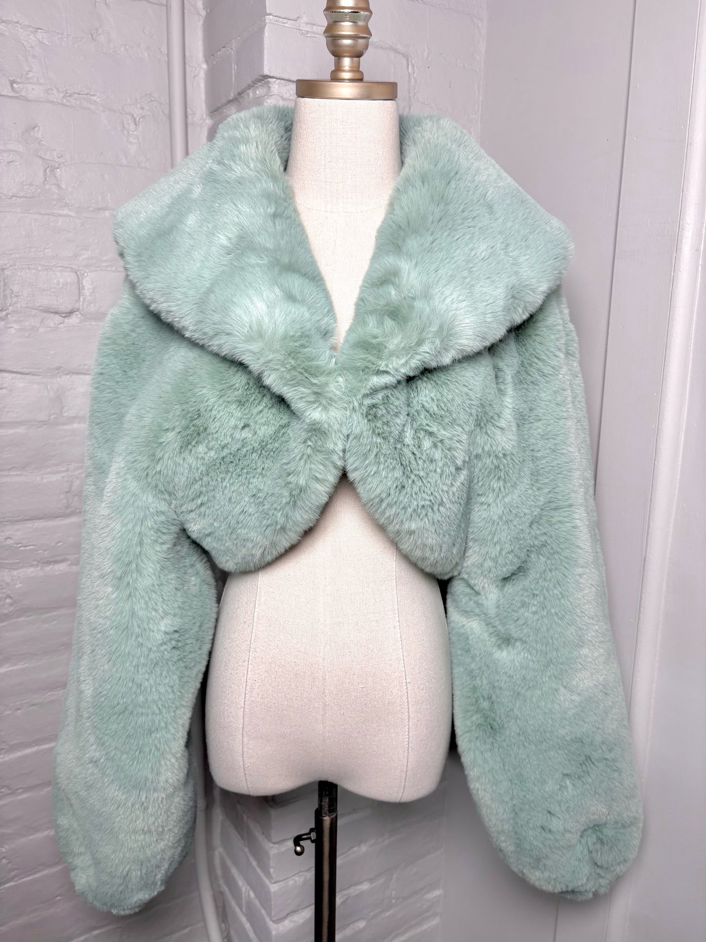 Women Size M Naked Wardrobe Teal Faux Fur Coat