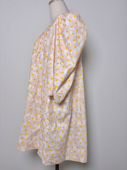 Women Size M Hunter Bell Pink,white,yellow Abstract Art Cotton Dress