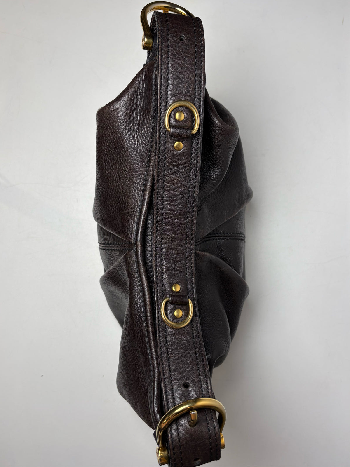 Women's Burberry Malika Vintage Dark Brown Leather Small Pre-Owned Hobo Shoulder Bag
