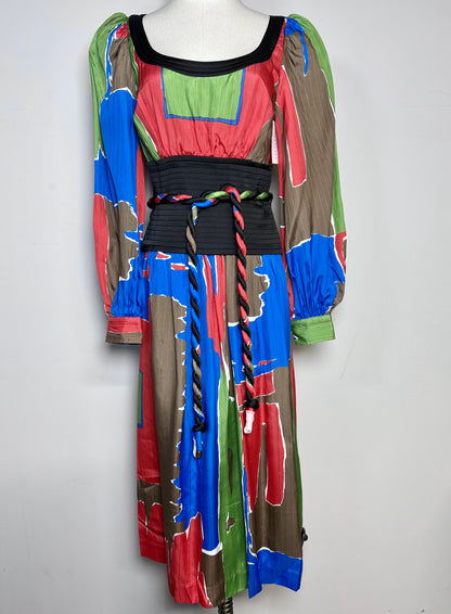 Women Size 4 Tory Burch Multicolor Abstract Silk Blend NWT Dress