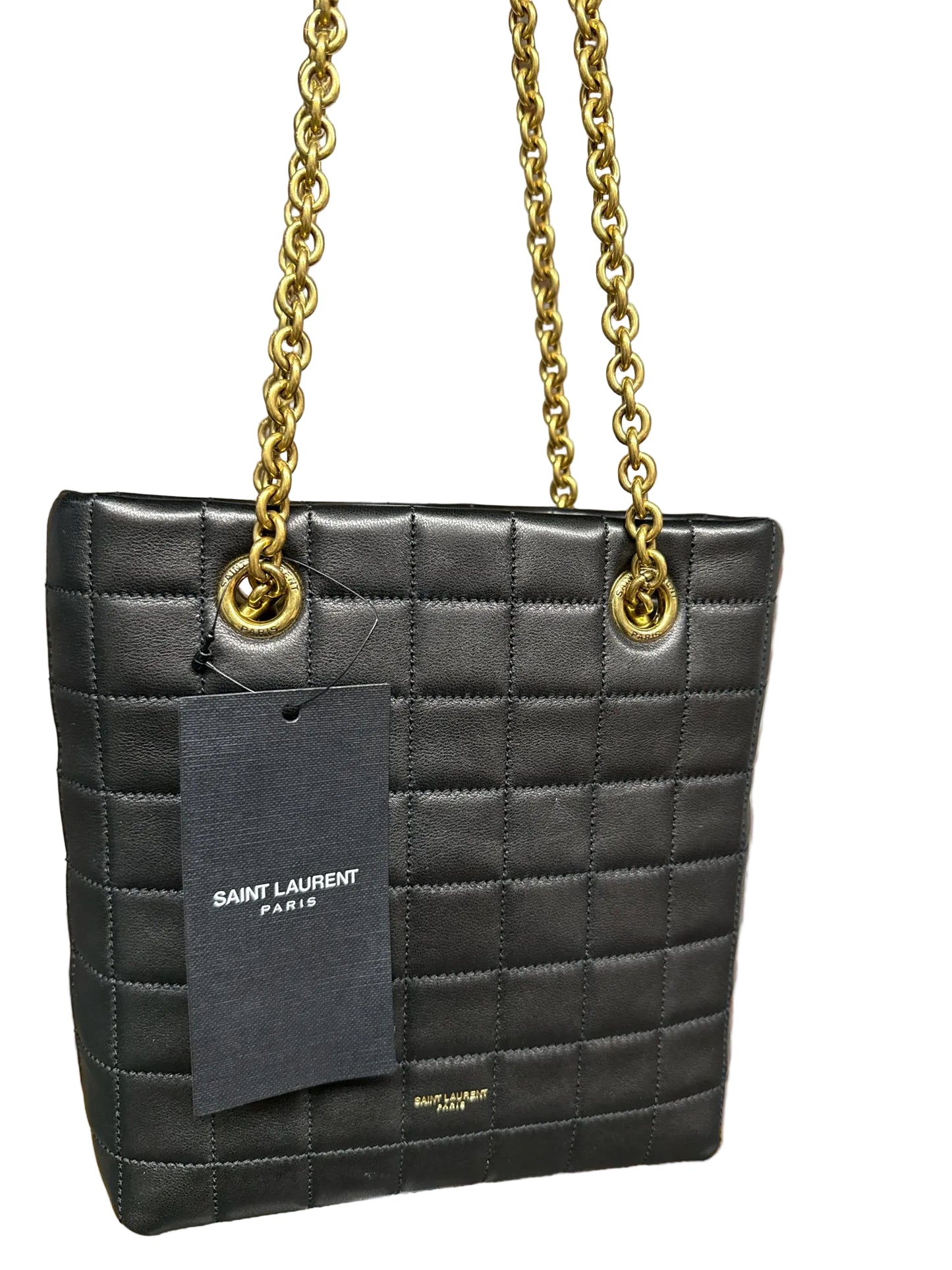 Saint Laurent Quilted Leather Black Lambskin Carr Shopping Bag