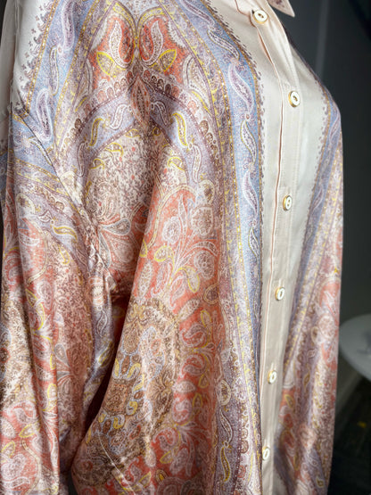 Women Size 3 (10, Large) Zimmermann Multi-Color Floral Print 100% Silk Top