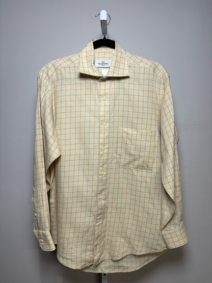 Valentino Tan 100% Cotton Checkered Men's Vintage Shirt