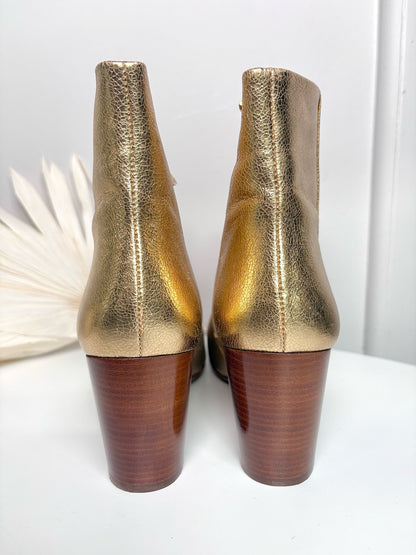 W Shoe Size 41 (10, US) Sezane Metallic Gold Lea Ankle Boots