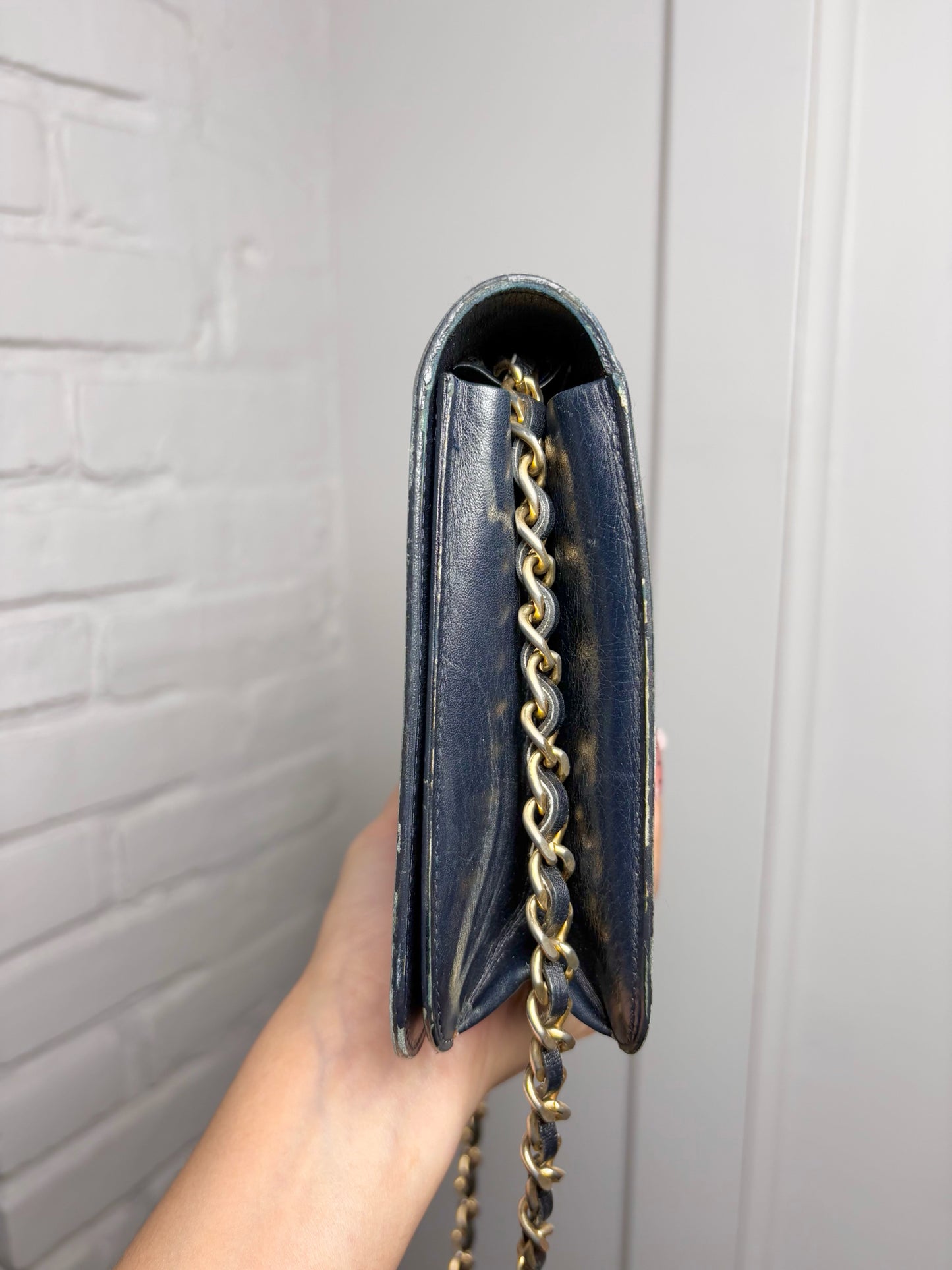 Chanel Vintage Leather Navy Calfskin Purse