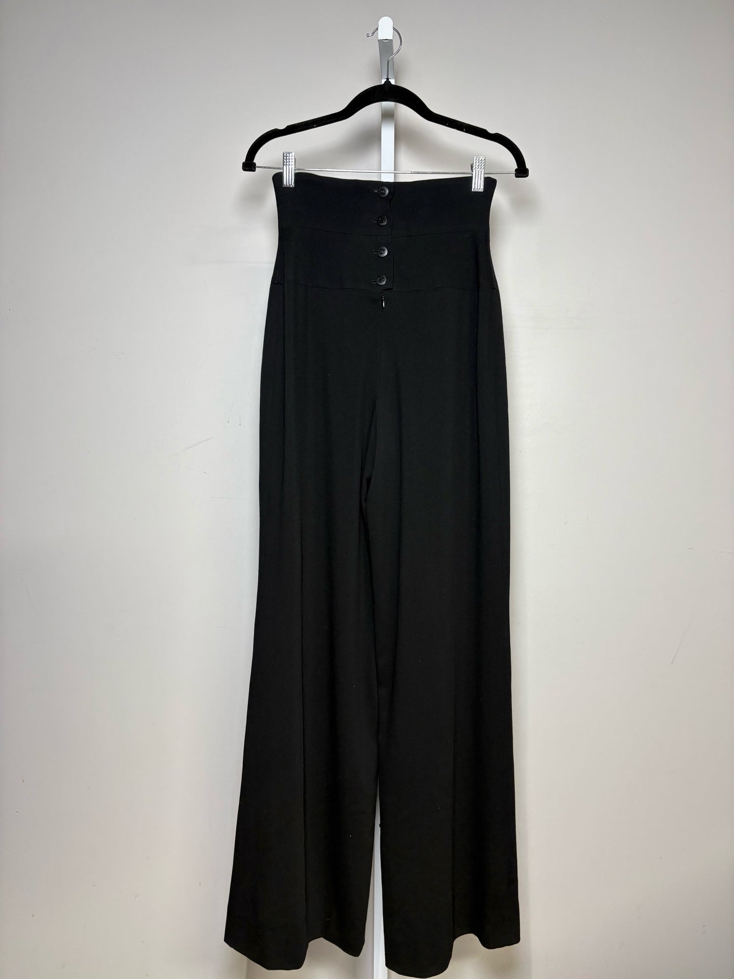 Women Size 36 Chanel Boutique Black Solid Pure Wool Women's Pre-owned Pants