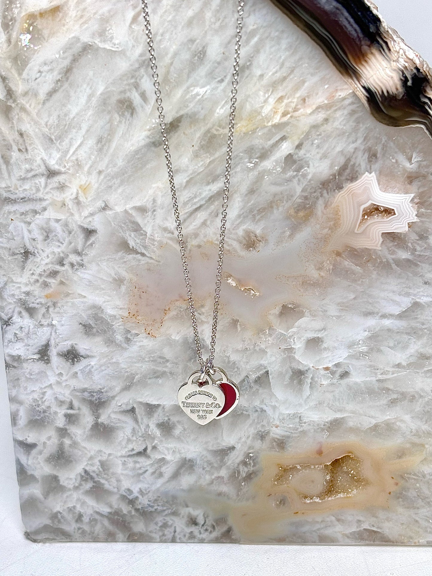 Tiffany & Co. Sterling Silver Red Heart Pendant Necklace