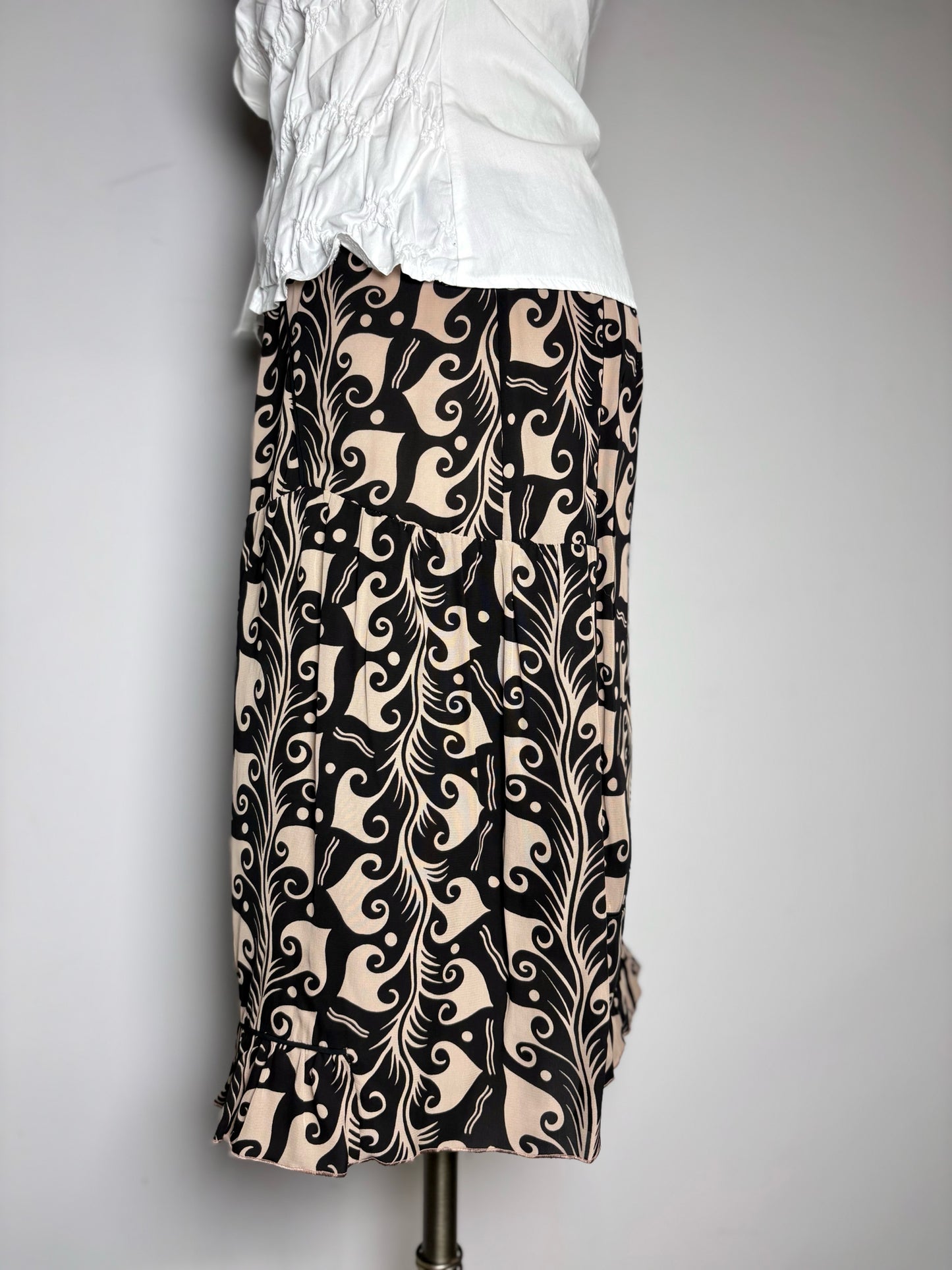 Women Size 38 Marni Black, Beige Abstract Art Pre-owned Skirt