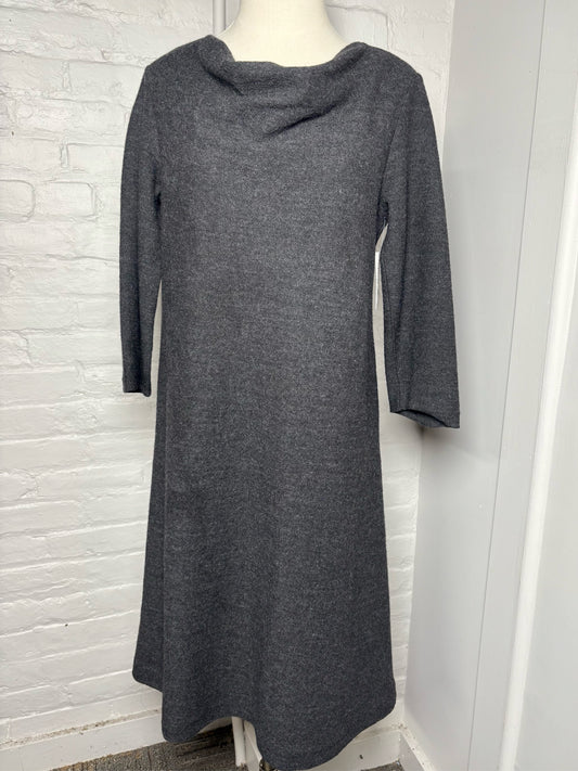 Women Size S Eileen Fisher Charcoal Solid Wool Dress