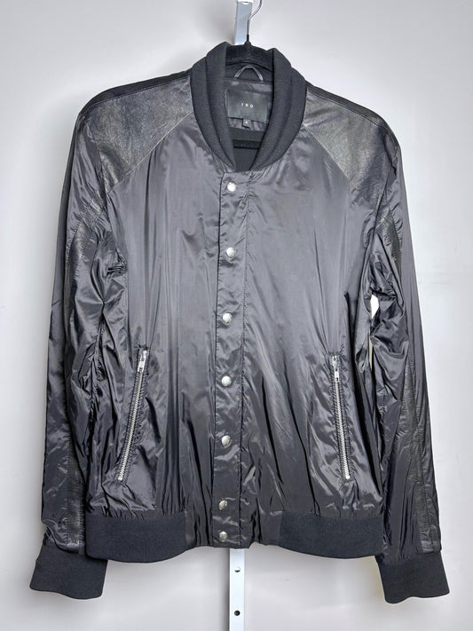 Women Size S IRO Black Solid Nylon, Leather Panels Pre-owned Jacket