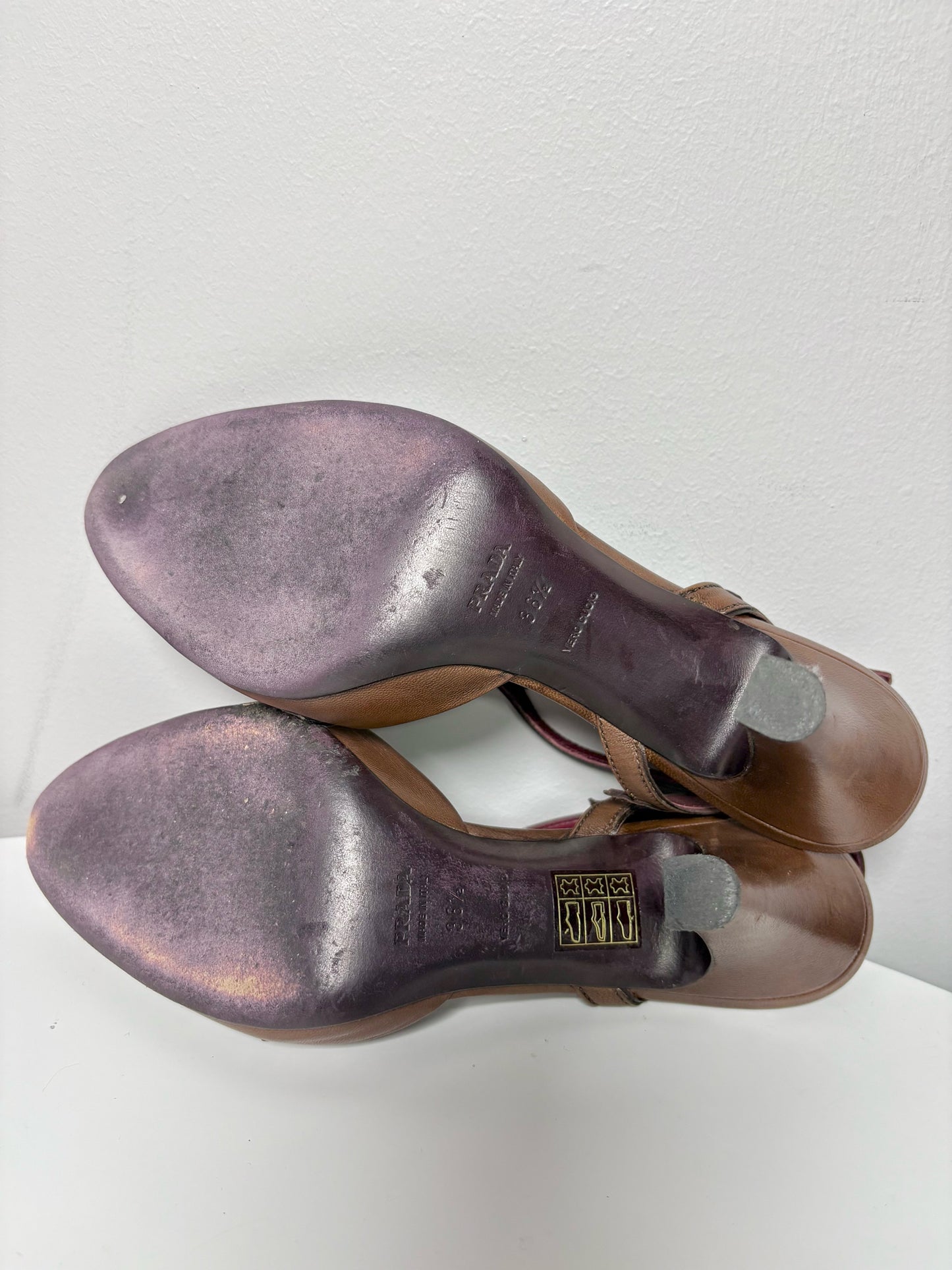 W Shoe Size 36.5 (6.5 US) Prada Brown Leather Vintage Pump