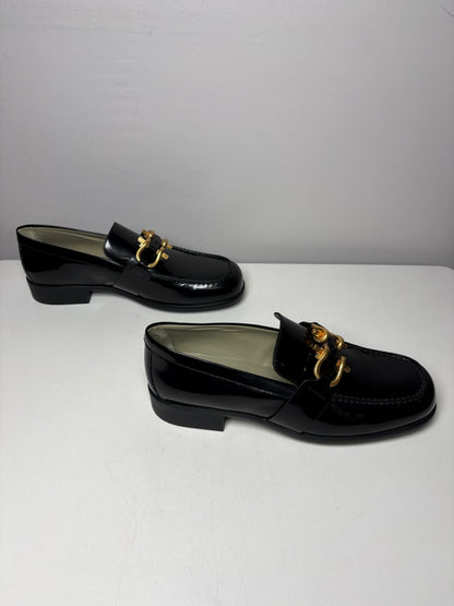 Women's Size 39 (US 9) Bottega Veneta Monsieur Black Patent Leather Pre-Owned Horsebit Loafers