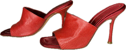 Valentino Garavani Red Leather Cowhide Heels, Sz 37.5
