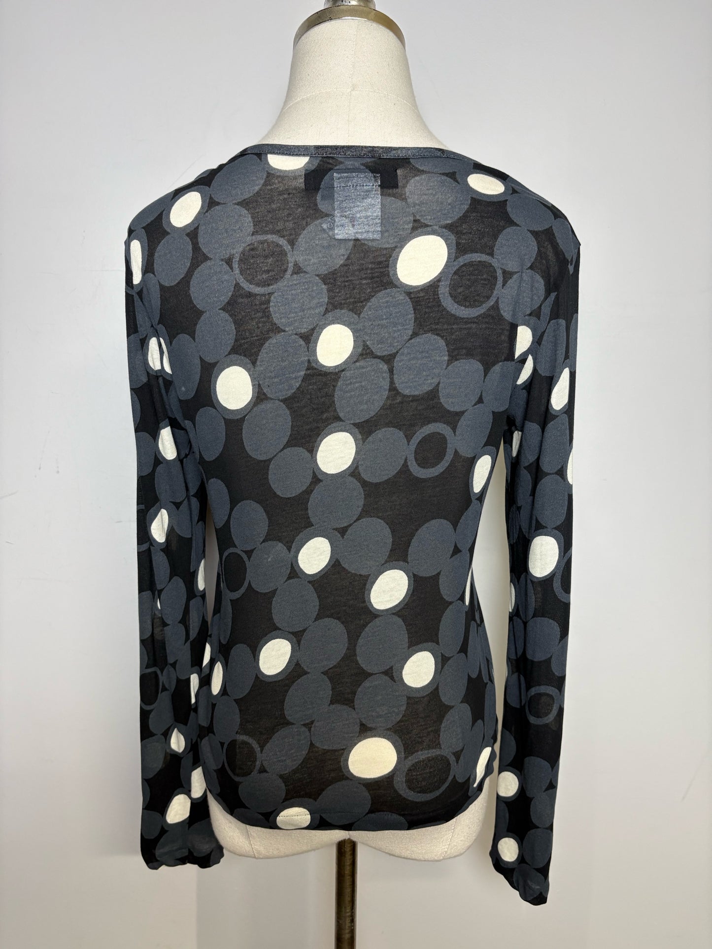 Women Size 3 (M, US) Yohji Yamamoto Black, Charcoal, Ivory Dot Button-down Top