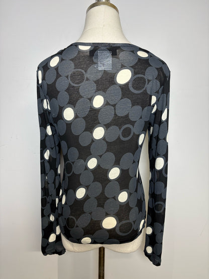 Women Size 3 (M, US) Yohji Yamamoto Black, Charcoal, Ivory Dot Button-down Top