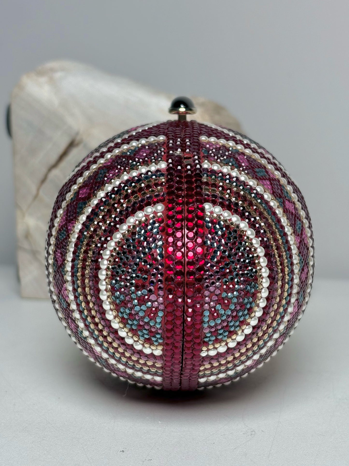 Judith Leiber Swarovski Crystals Egg Vintage Pre-owned Burgundy Mini Purse