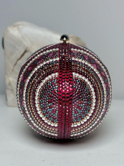 Judith Leiber Swarovski Crystals Egg Vintage Pre-owned Burgundy Mini Purse
