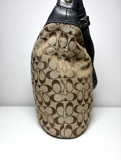 Women's Coach Bleecker Signature 11438 Brown Canvas Vintage Pre-Owned Medium Bucket Bag