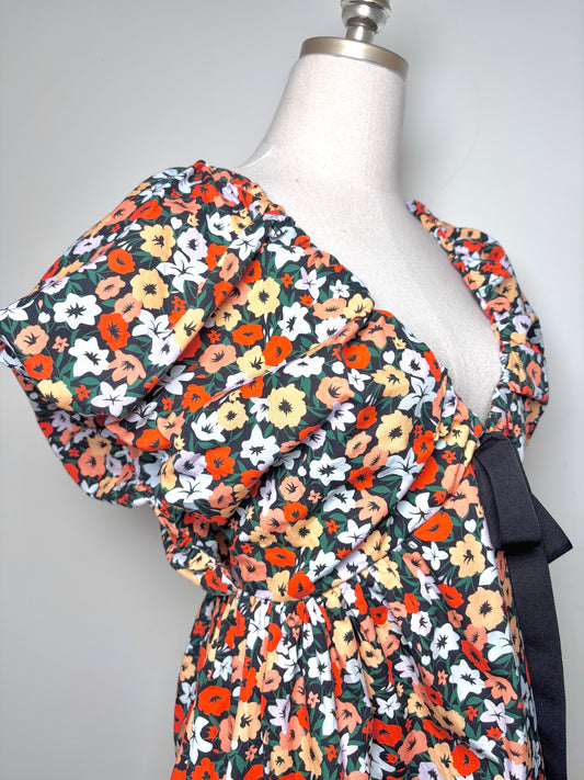 Women Size M Aguabendita Orange, green, red, blue Floral Cotton Blouse
