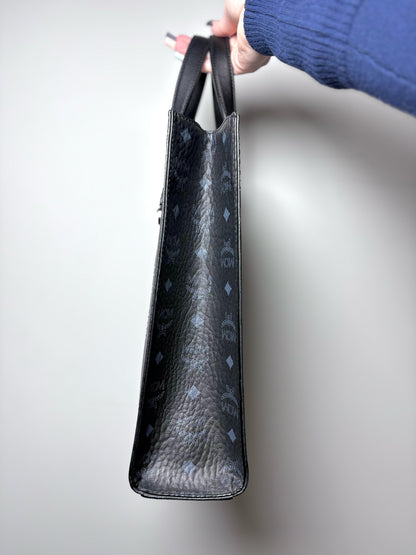 MCM Aren Monogram Black Visetos Tote Bag