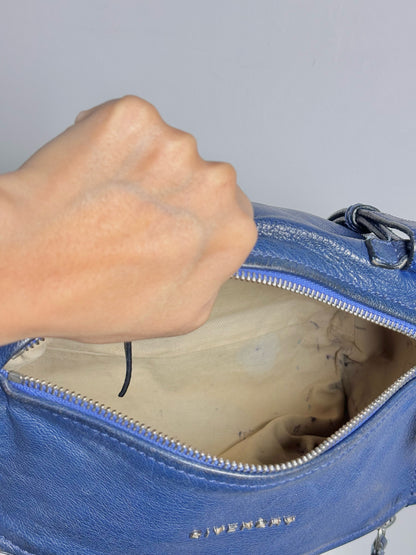 Givenchy "Pandora" Blue Pebble Leather Mini Purse