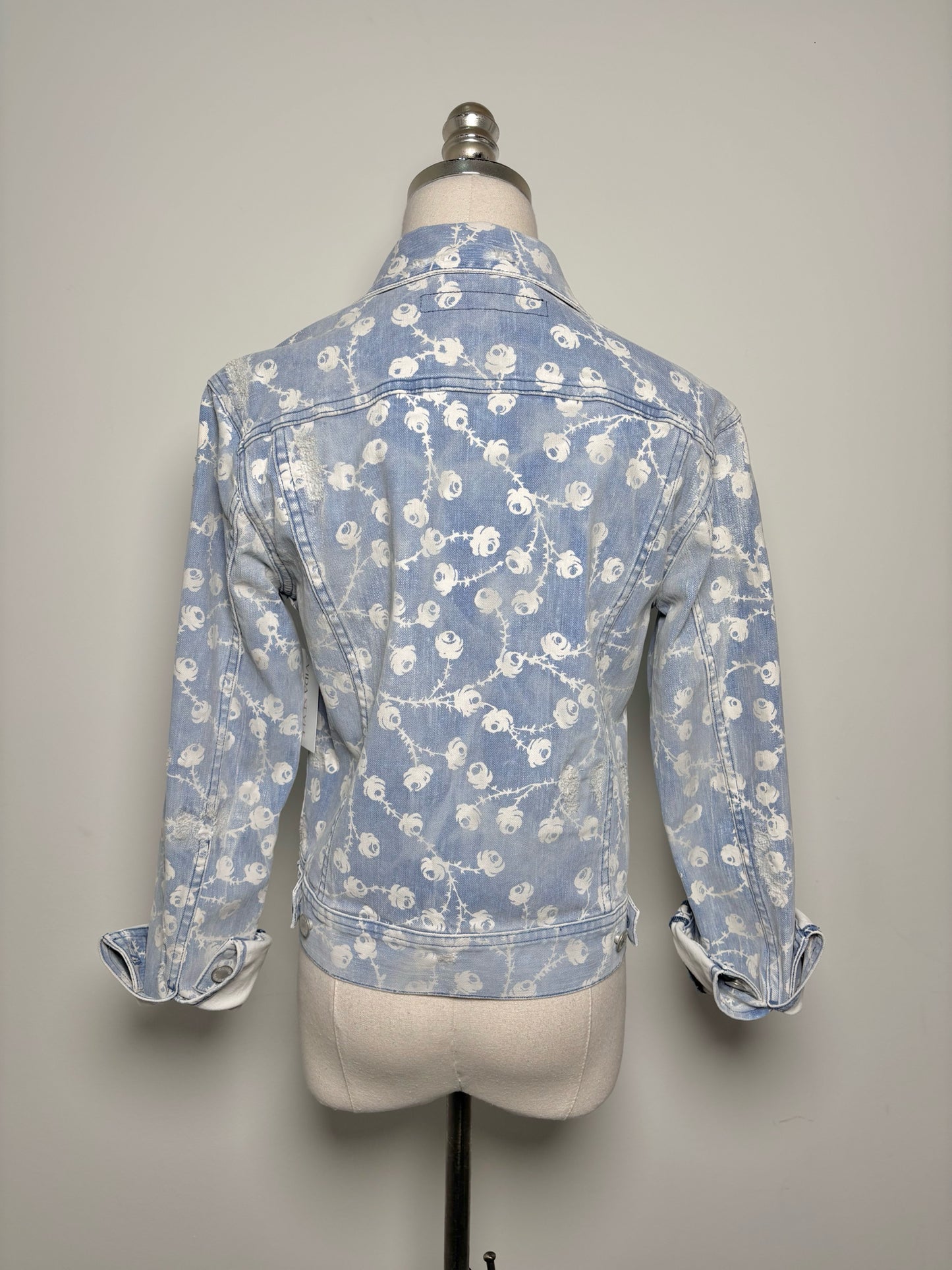 Women Size 6 Ralph Lauren Black Label Mid Indigo (Blue) Flowers Denim Jacket