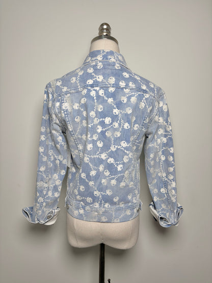 Women Size 6 Ralph Lauren Black Label Mid Indigo (Blue) Flowers Denim Jacket