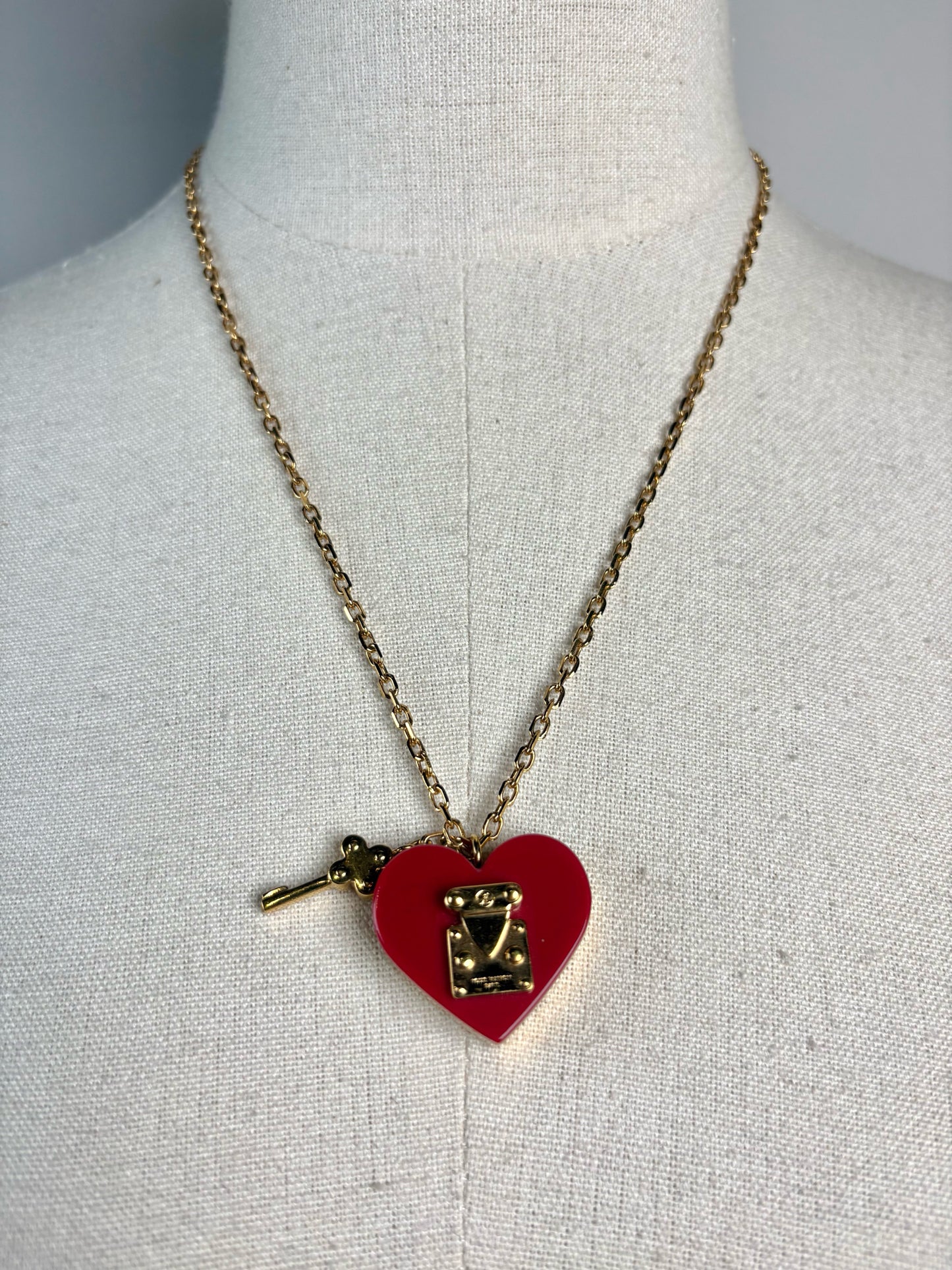 Louis Vuitton Women's Lock Me Heart Red Resin Pre-owned Necklace