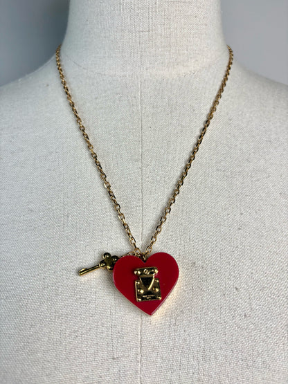Louis Vuitton Women's Lock Me Heart Red Resin Pre-owned Necklace