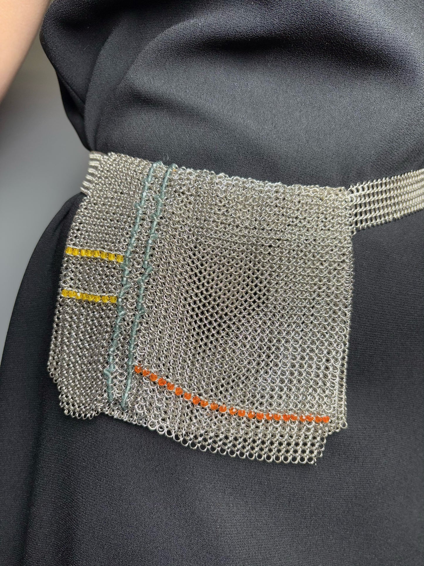 Chanel Chainmail Vintage 1999 Metal Silver Belt Bag