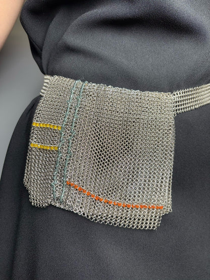 Chanel Chainmail Vintage 1999 Metal Silver Belt Bag
