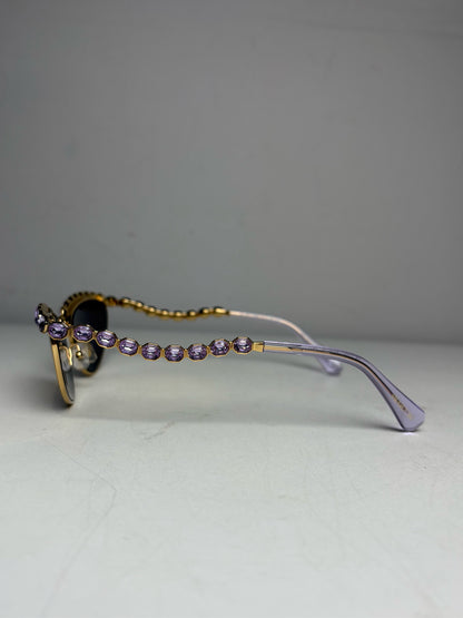 Swarovski Purple SK7030 Cat Eye Crystalized Sunglasses Women's Pre-owned