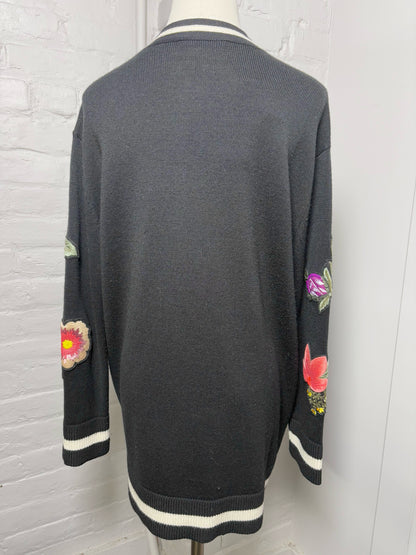 Women Size S Alice + Olivia Black Embroidered, Beads Embelllishments Sweater