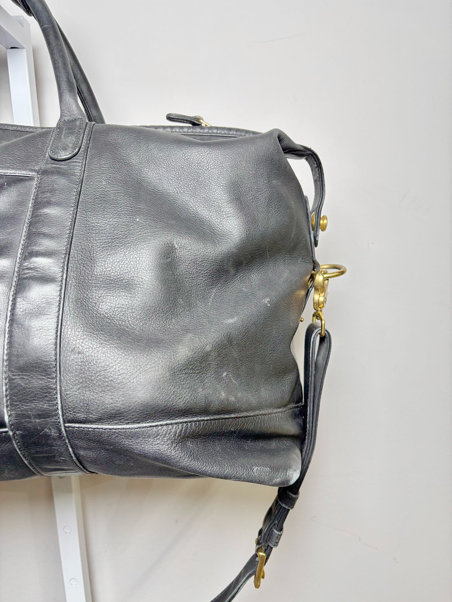 Coach Black Leather Solid Men's Duffle/Weekend Bag